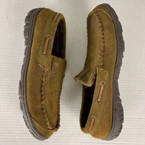 Clarks Leather Slippers Men’s Size 11 Indoor Outdoor Rubber Soles Comfort Cabin - Picture 8 of 11